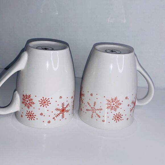 2 Royal Norfolk Winter White with Pink Snowflakes Coffee Mugs Hot Chocolate EUC - Picture 4 of 9